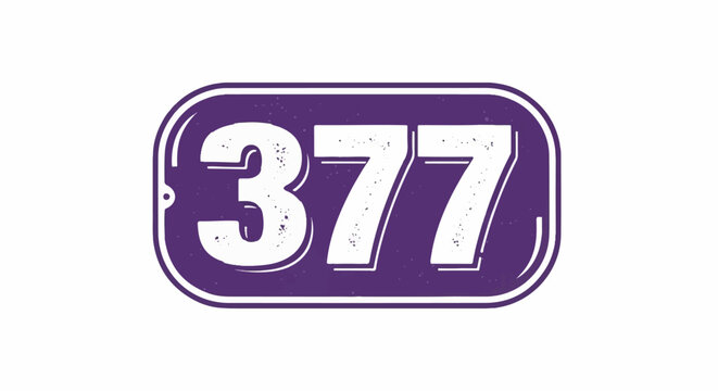 White numbers 377 on a textured, rounded purple rectangle with a white outline