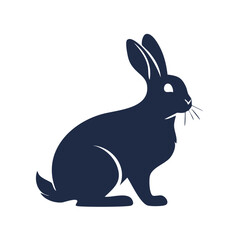 Obraz premium A serene silhouette of a rabbit sitting calmly with perked up ears and visible whiskers viewed from the side in a minimalist illustration style