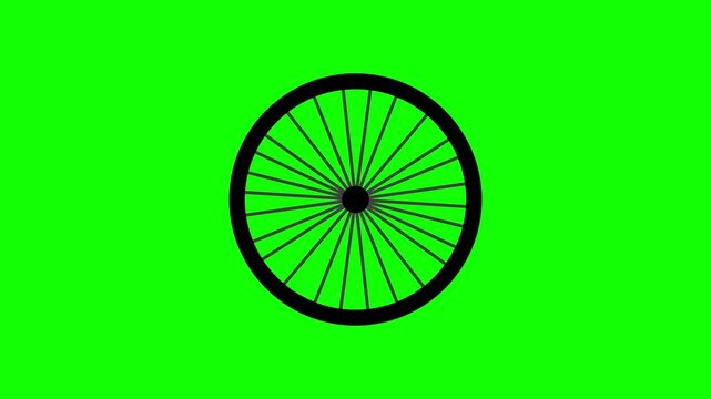 Bicycle Wheel Spinning Simple Graphic Animation Green Screen