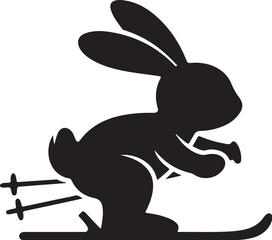 Black silhouette of a running rabbit with motion lines