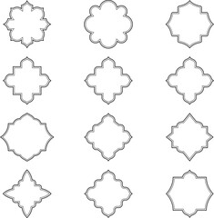 Decorative Islamic Arabic arch frames and symmetrical oriental Ramadan border silhouettes