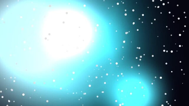 Glowing orbs and stars in a dark celestial scene viewed from a distant perspective