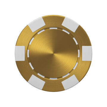 Golden poker chip with white accents golden chip casino chip luxury isolated on a transparent background