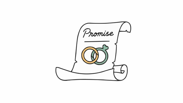 Wedding Rings on Promise Document Illustration.