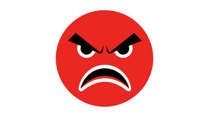 furious red emoji face with angry expression symbolizing frustration rage isolated on clean white background.