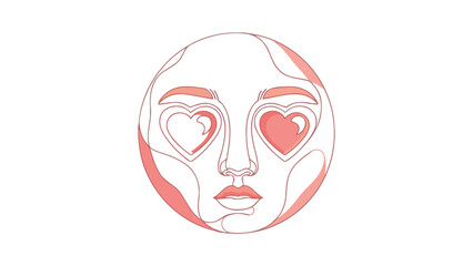 Fototapeta premium line art heart eyes emoji a modern minimalist face icon expressing romantic love within a circular design ideal for digital.