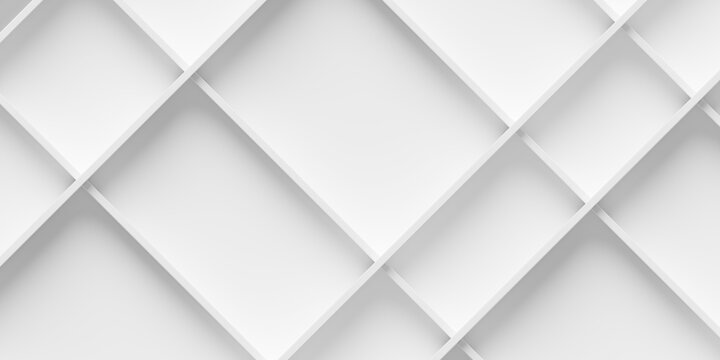 Diagonal irregular walls grid with offset geometry background wallpaper banner, clsoe up with copy space, flat lay top view