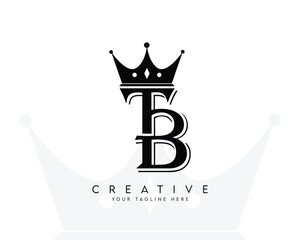 TB BT initial luxury logo letter crown vector symbol