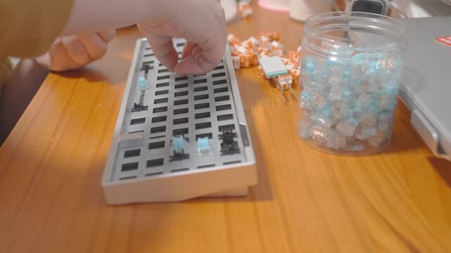 DIY custom keyboard assembly close-up