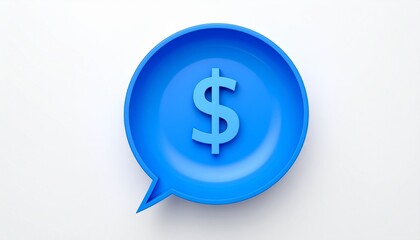 Obraz premium Blue dollar sign in speech bubble financial concept money talk economy illustration business symbol currency message.