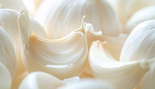 Fresh garlic cloves macro shot detailed close up healthy cooking ingredient allium sativum for wellness and nutrition.