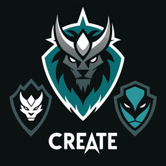 Esports Logo Designs Featuring Fierce Animal Faces and Shields on Black Background Keywords: esports, logo, design, animal, face, shield, fierce