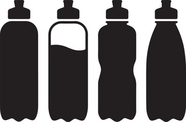 Black silhouette icons for breakfast items: toasters, coffee cups, and muffin