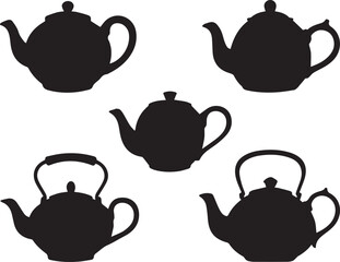 Collection of black silhouette icons representing various takeaway food containers and drinks