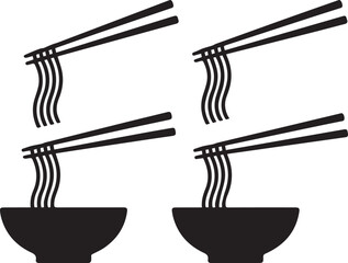 Six black stylized leaf branches, simple vector illustration for natural design elements on white