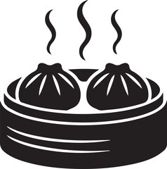 Steamed buns in a bamboo steamer with rising steam dim sum chinese