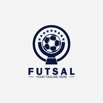Futsal or Soccer Championship Trophy Logo Design vector  icon template.champions futsal trophy for winner award