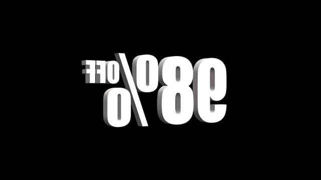 3d Animated 98% OFF text animation on black background. 4k video