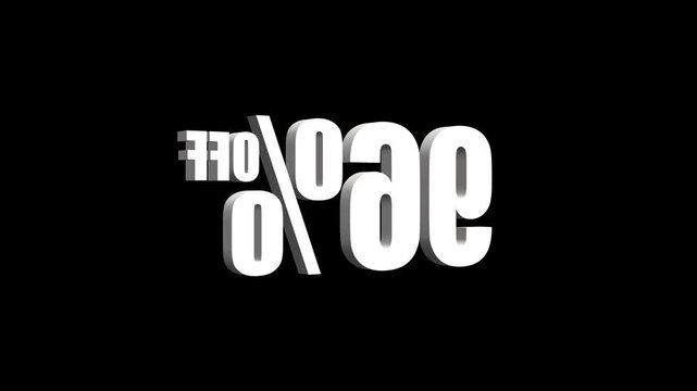 3d Animated 96% OFF text animation on black background. 4k video