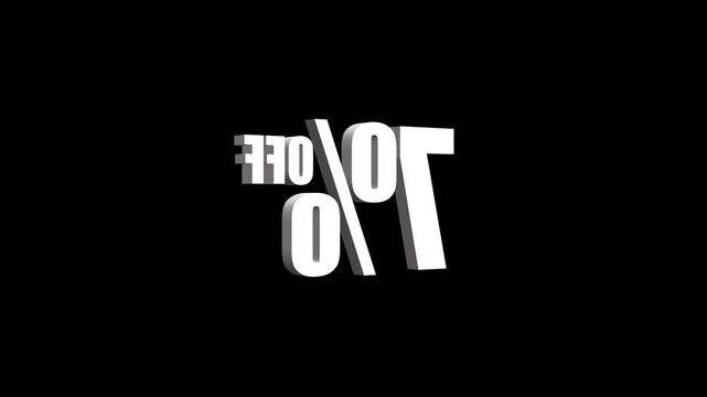 3d Animated 7% OFF text animation on black background. 4k video