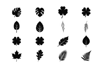 set of leaves silhouettes