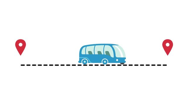 City Bus Path Motion Location Icon Animation
