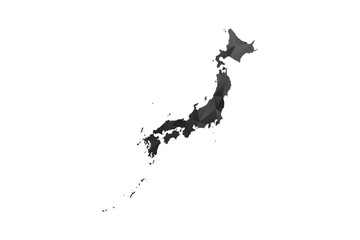 Fototapeta premium Japan Map - Polygon Style Vector Illustration in Black and Gray Gradient, Low Poly Geometric Design, Isolated on White Background for Infographics and Education.