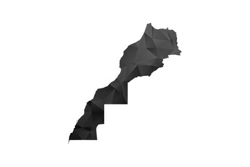Morocco Map - Polygon Style Vector Illustration in Black and Gray Gradient, Low Poly Geometric Design, Isolated on White Background for Infographics and Education.