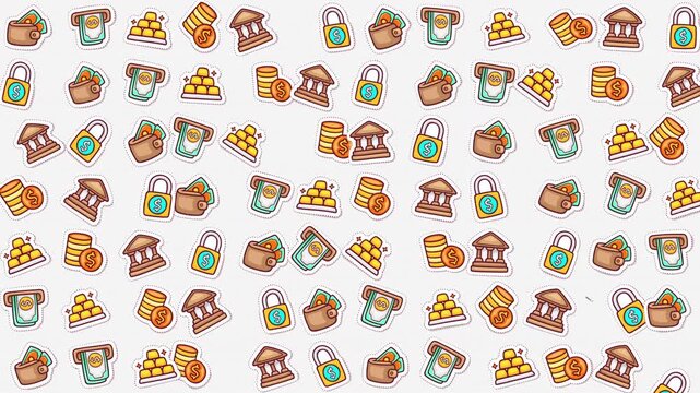 Many cartoon icons of money, gold locks, and banks perfect for financial websites, educational materials, presentations, and businessrelated projects.