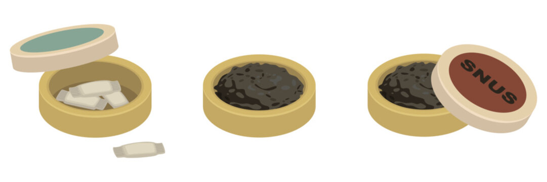 Boxes of Swedish snus - hand drawn isometric vector illustration.