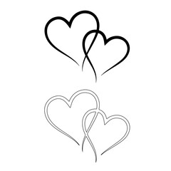 Interlocking heart outlines symbolizing love and romance