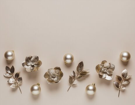 シルバーの美しい花のオーナメント、コピースペース  
Beautiful silver flower ornament with copy space
