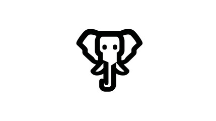 Fototapeta premium Minimalist Elephant Head Line Art Icon Vector. Simple Black Outline Graphic Symbol for Animal Conservation, Wildlife, or Kids Design.