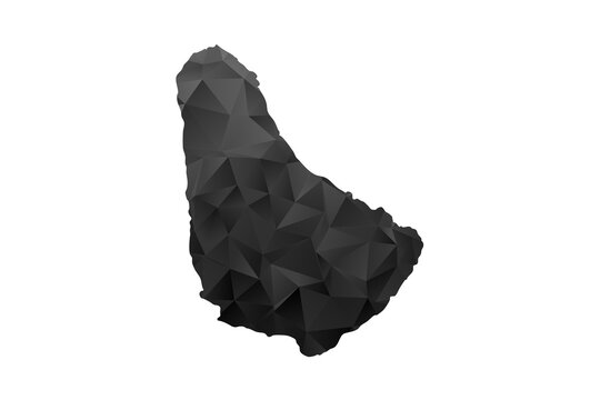Barbados Map - Polygon Style Vector Illustration in Black and Gray Gradient, Low Poly Geometric Design, Isolated on White Background for Infographics and Education.