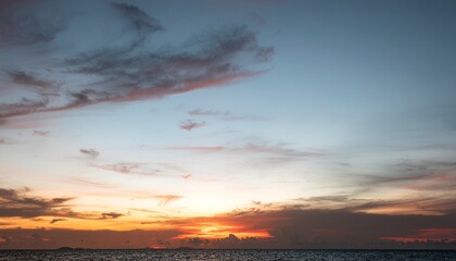 Fototapeta premium 美しい水平線と夕日、風景 Beautiful Horizon and Sunset Landscape 