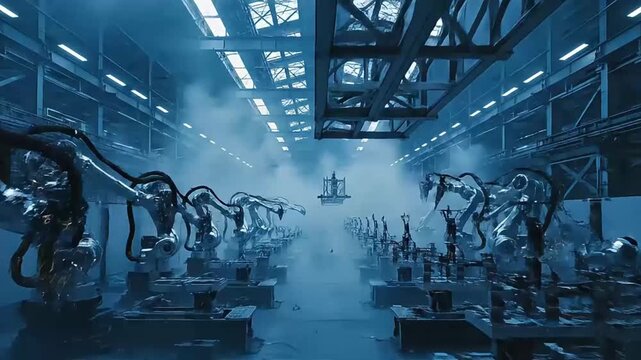Advanced Robotic Arms In Modern Industrial Factory.