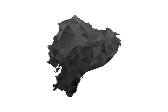 Ecuador Map - Polygon Style Vector Illustration in Black and Gray Gradient, Low Poly Geometric Design, Isolated on White Background for Infographics and Education.