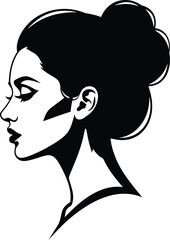 Woman Profile Silhouette Isolated on White Background