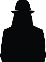 Man Wearing Hat Silhouette on White Background
