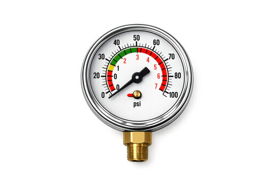 Close-up of a pressure gauge showing readings in psi with a black background
