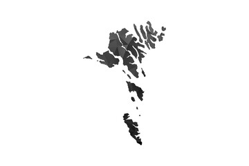 Obraz premium Faroe Islands Map - Polygon Style Vector Illustration in Black and Gray Gradient, Low Poly Geometric Design, Isolated on White Background for Infographics and Education.