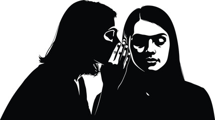 Woman Hearing Secret from Man in Black Silhouette