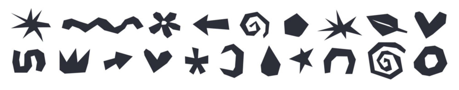 paper cut out form set black abstract collage shape 