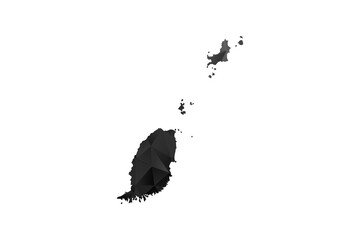 Obraz premium Grenada Map - Polygon Style Vector Illustration in Black and Gray Gradient, Low Poly Geometric Design, Isolated on White Background for Infographics and Education.