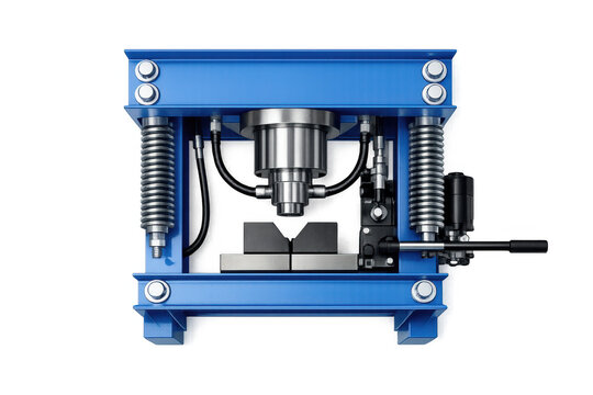 Heavy duty blue hydraulic press machine with V-block for industrial metalworking applications