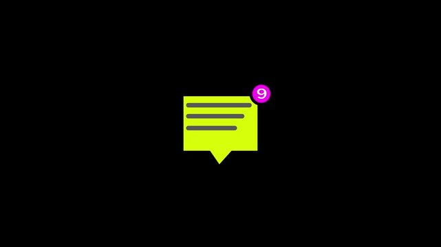 message icon animation. on black screen.
 New message. Mail inbox notification icon.
 representing messages loop 4k animation.