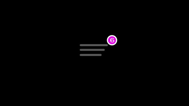 6 message icon animation. on black screen.
 New message. Mail inbox notification icon.
 representing messages loop 4k animation.