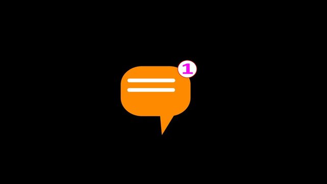 message icon animation. on black screen.
 New message. Mail inbox notification icon.
 representing messages loop 4k animation.
