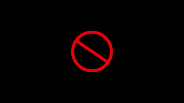 18 plus text icon sign animation. 18 + sign warning symbol animation on black screen.overly 18 year