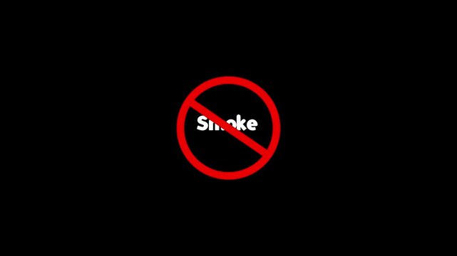 no smoking prohibition mark animation.with red circle no smoking symbol